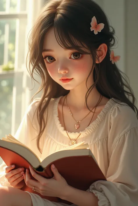 Cute girl reading a book