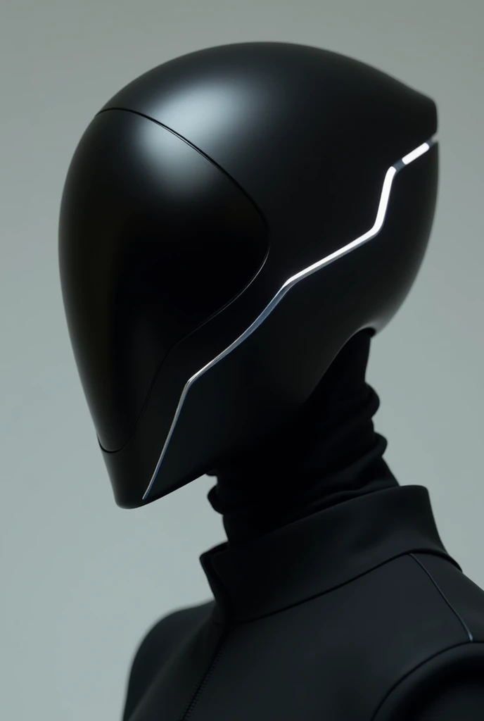 "A futuristic techwear mask, Simple but elegant, with a minimalist design. The helmet features a smooth design, Clean lines and decile eyes.. The design emphasizes sophistication with a matte black finish, accented by subtle metallic or neon highlights. Th...