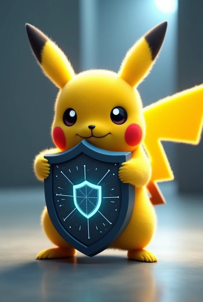 Pikachu holding a shield，Shield with network logo