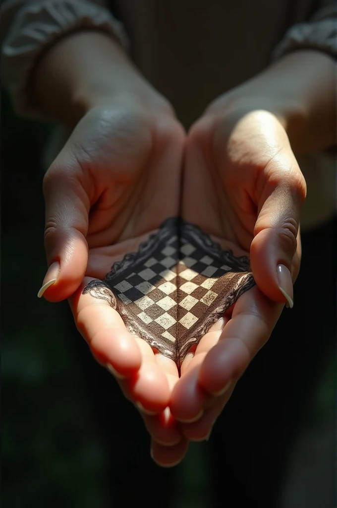 Chessboard drawn in the palm of your hand