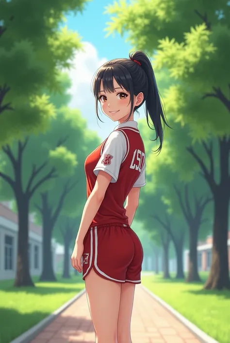 Beautiful girl in school PE uniform