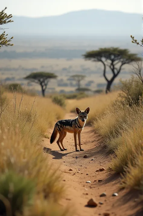 Habitat Setting
Photo: A wide shot of the savanna or bushland where aardwolves are typically found. Narrative: “Aardwolves thrive in the open savannas and bushlands of Africa. Their striped fur provides perfect camouflage against the backdrop of grasses an...