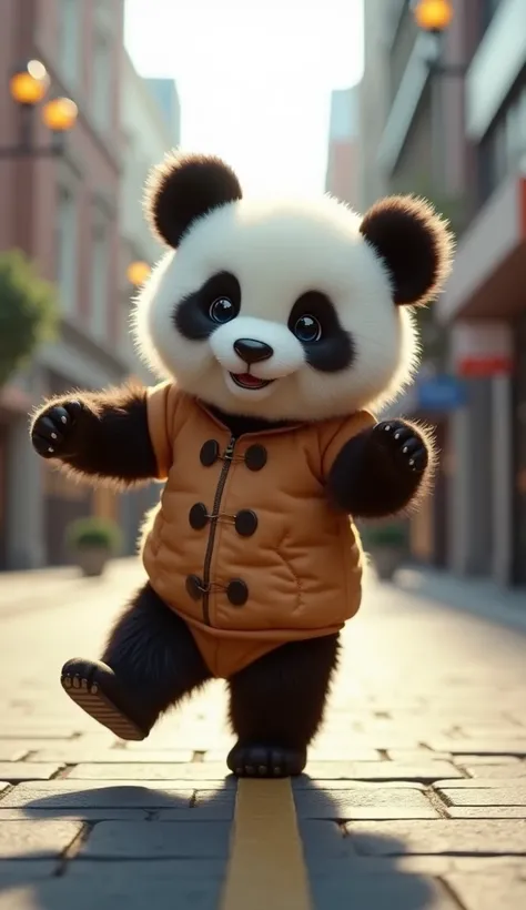 ((best qualityer)), ((Masterpiece artwork)), (the detail:1.4), 3d, A cute human baby panda in a stylish outfit dancing on the empty street ,HD（high-range dynamics）,ray tracing,nvidia RTX,  Super-resolution,Irreal 5,underground dispersal、PBR Texture、Post-pr...