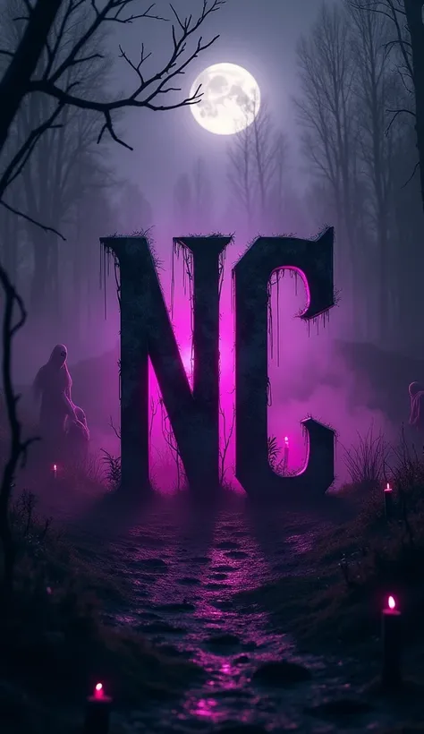 A Halloween-themed image with the letters NC in black and purple 