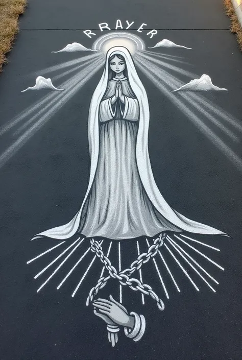 For a simple chalk art design based on the theme **"Rediscovering Our Reconciled Life Through Prayer in Response to the Message of Our Lady of La Salette,"** here’s an idea that you can easily draw:

1. **Centerpiece: Our Lady of La Salette**
   - Draw the...