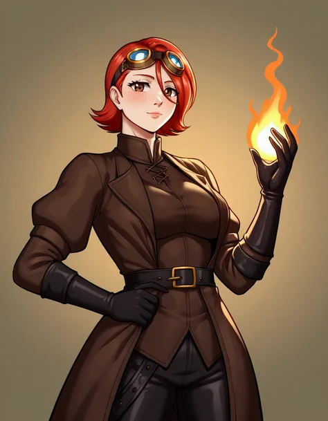 Elowen Flameheart
- **Role**: young woman Alchemist
- **Age**: 2
- **Appearance**: Average height, short-cropped fiery red hair, brown eyes, freckles, light burns on his hands
- **Outfit**: Reinforced leather coat with many pockets, acid-resistant pants, p...