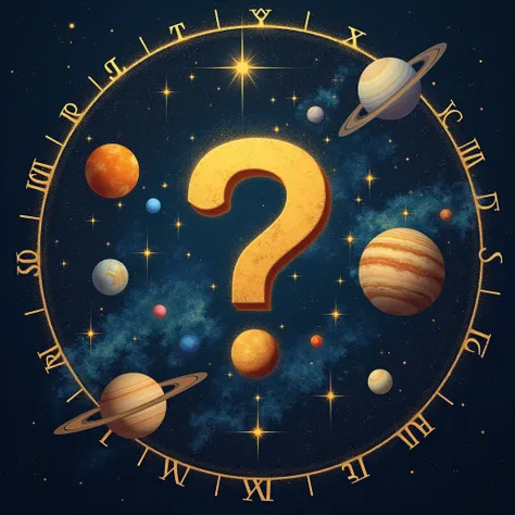 sign"?", "!", "!?", The Celestial Being are troubled by the placement of planets, various planets, background the universe, the galaxy