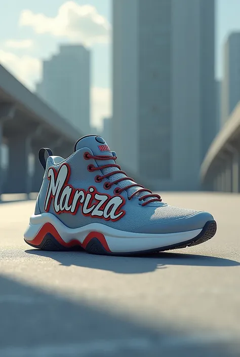 Create a sneaker with the word Mariza written on it