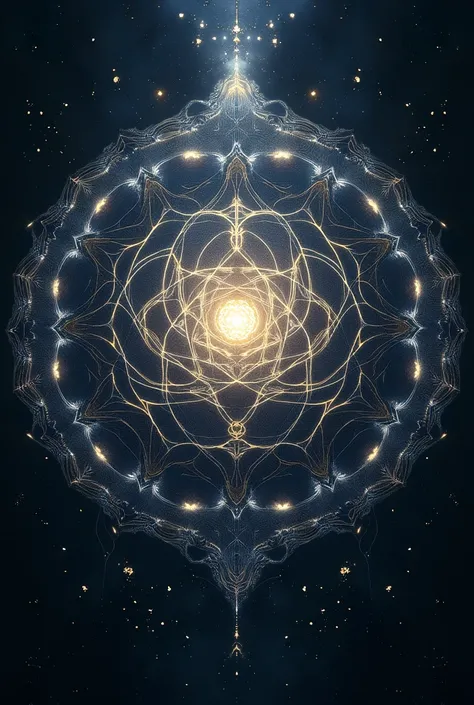 A mandala in the shape of rose flower representing the universe, very delicate line, fractal, symmetry, there are many Buddhas around rose, glowing in the dark