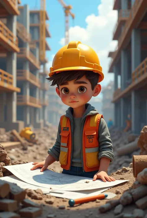 Alpha engineer boy working on construction 