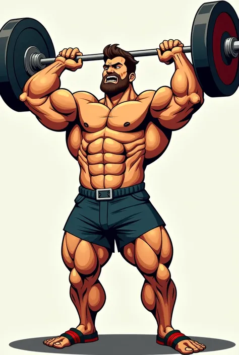 A bodybuilder  in which  lifted weight cartoon
