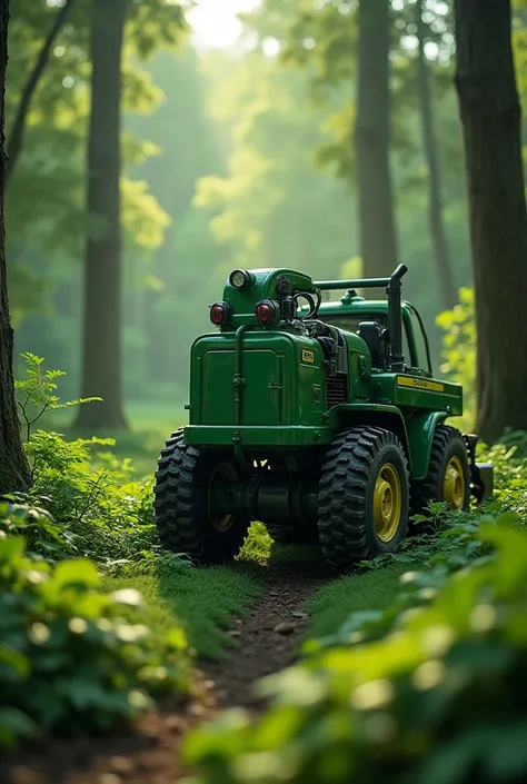 brush cutter intake flange, brush cutter housing in green color, trees in the landscape (photorealism), green colors