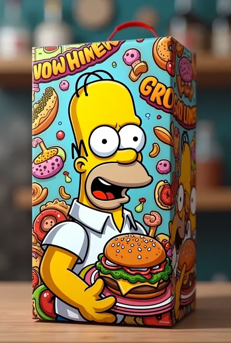 create a personalized homer simpson restaurant delivery packaging written animafood