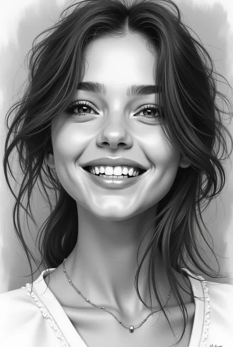 Draw a beautiful happy girl , but it&#39;s a black and white image like someone&#39;s thinking