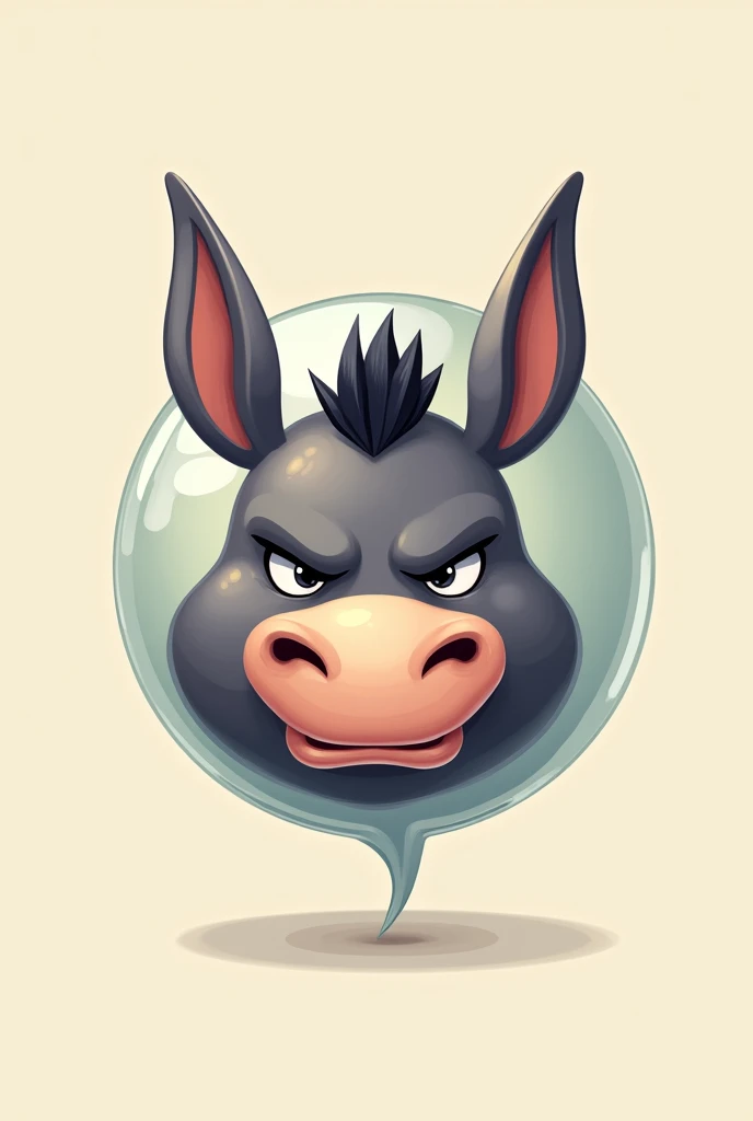 Create a bubble emoji with an angry donkey face