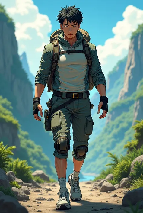 A runner and hunter themed outfit with anime art and for a male body