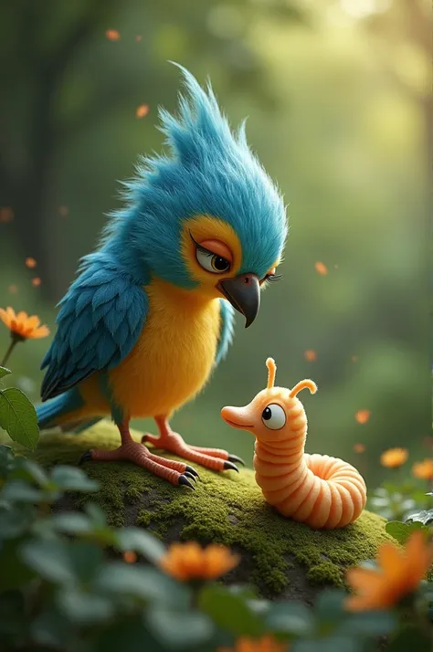  The Eternal Burden of Love.

(Upbeat music plays in the background)

*Narrator:* In a world where species didnt matter, Sammy the Bird and Wiggles the Worm fell deeply in love.

(Sound effects: Bird chirping, worm wiggling)

*Narrator:* Their love was str...