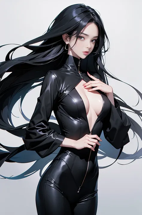 In the snow、A mysterious woman stands confidently in a sleek black catsuit with a bold red star embroidered on her chest。A black gun in his right hand、In her left hand she holds a pink sword、It makes you feel powerful。Her striking orange and black eyes、It ...