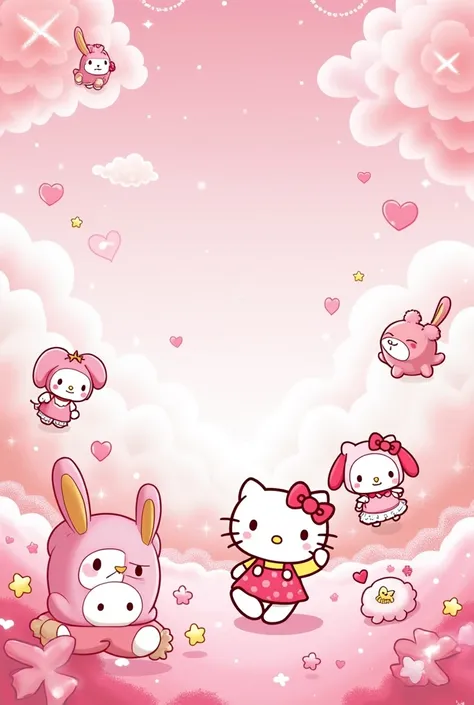 (Anime Style) Create a Sanrio Theme Background, color pink