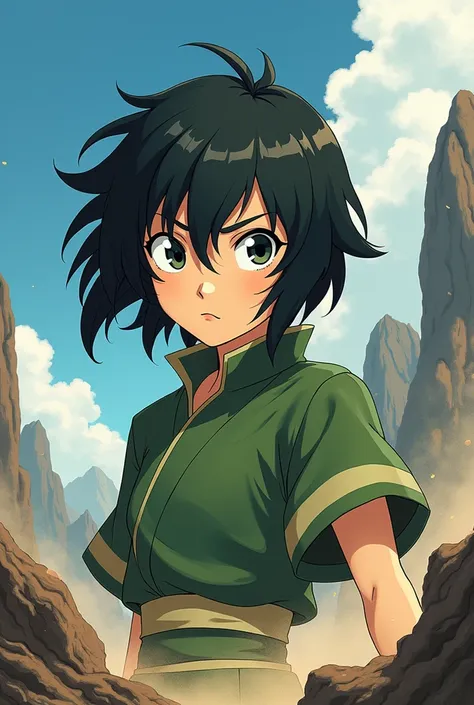 Create a YouTube banner featuring the character Toph Beifong (a boy&#39;s avatar)