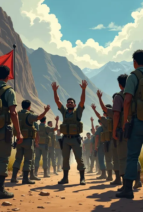 Sendero members surrendering. (Peruvians) animated image