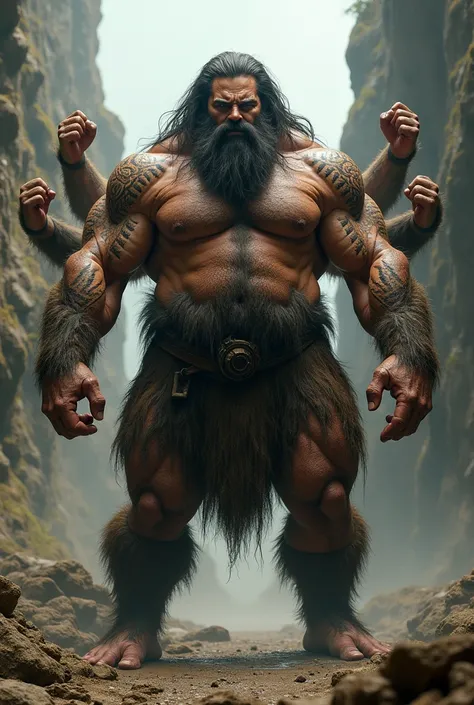 Buff hairy  Man with 8 arms