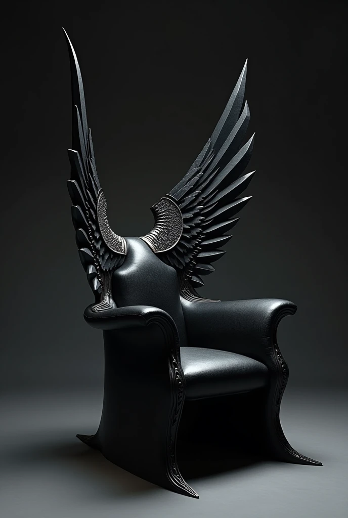 Chair inspired by raven wings and swords 