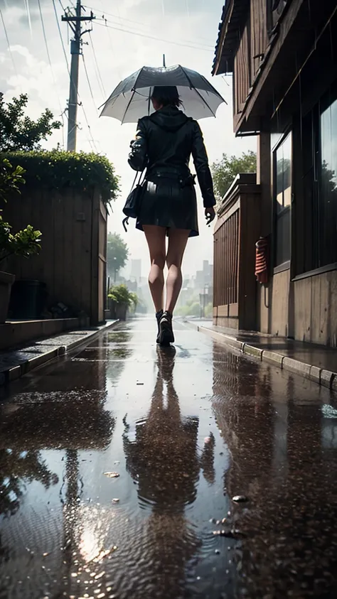 Iconic, Cute Professional HDR Photo, Walking in the rain is wonderful. With fascinating details、This masterpiece is、Rendered using the Unreal 5 Octane engine, it is one of the highest quality digitally produced images.。. No wonder it&#39;s a trend!