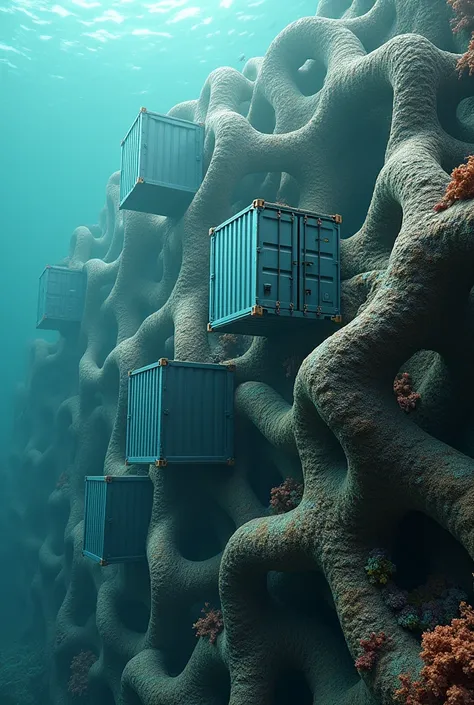 Ship containers trying to copy the shape of coral tubes