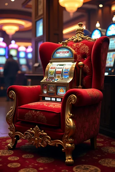 Chair with slot machine and minibar 