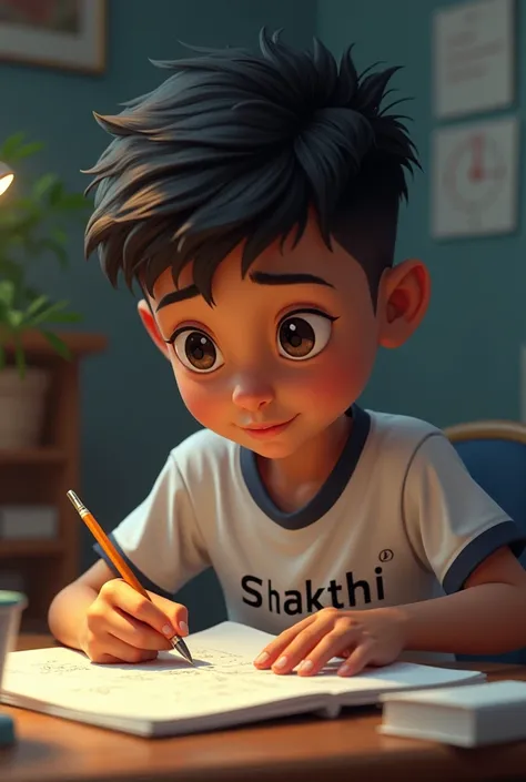 a boy study maths his shirt name is shakthi