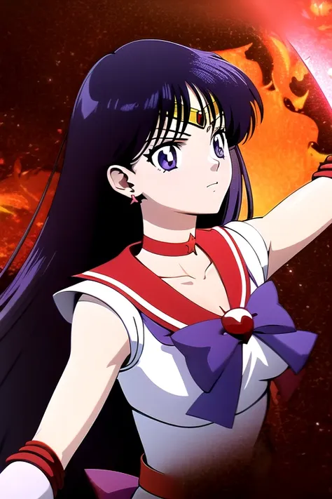 (masterpiece, best quality), one girl, sailor_mars, flame background,