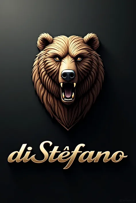 Make me a logo like Lamborghini&#39;s but with a bear and the name Di Stéfano in gold in a realistic style for a car similar to Lamborghini or Ferrari 