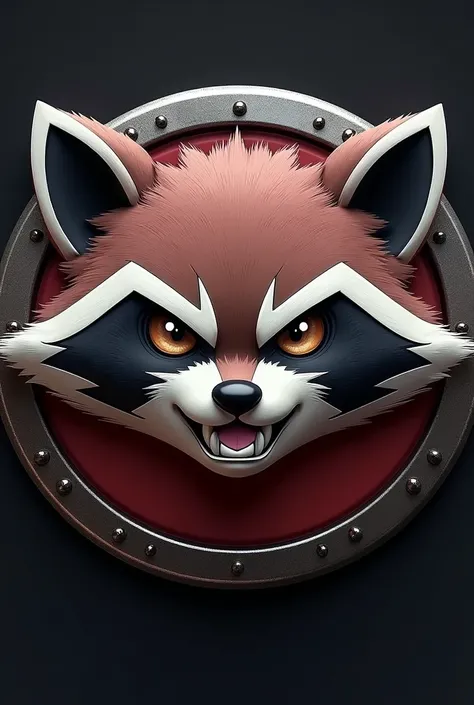 A raccoon shield that says team rocket
