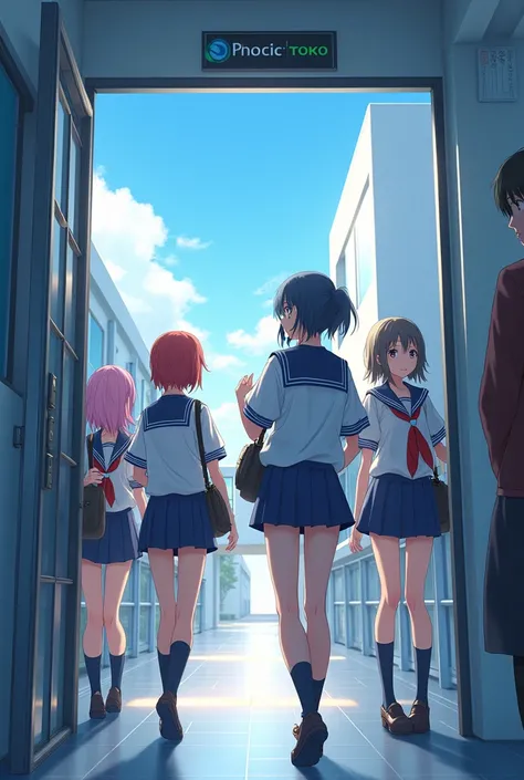 anime style, 2020s, photorealistic anime, School entrance, high school in tokyo, inddor.