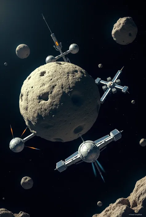 Missions to Capture and Redirect Asteroids for Scientific Study and Resource Extraction drawing