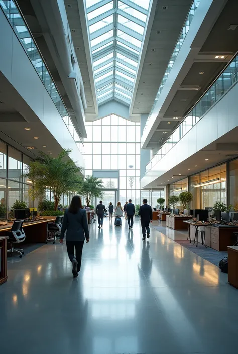 Interior of a building that is a warehouse or offices of a new mining company, that it does not look dirty despite the high traffic of materials and people 