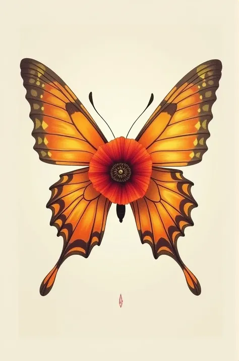 A butterfly and a poppy tattoo
