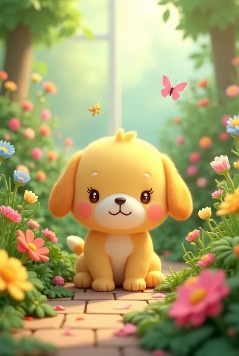 Pompompurin en un jardin 