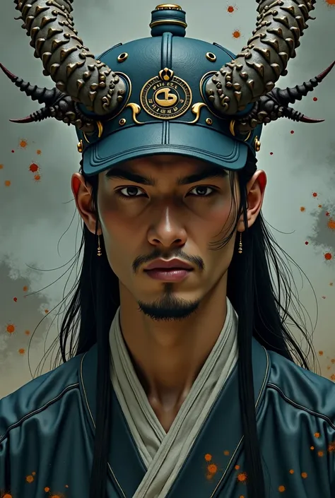 A male with cap and have a asia style dragon horn at the top of head