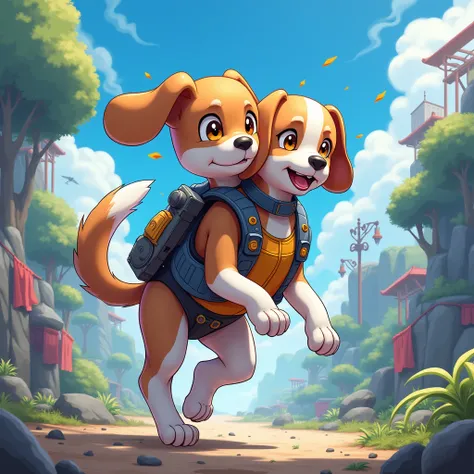 Anime Beagle FPS Game Cool Two Heads
