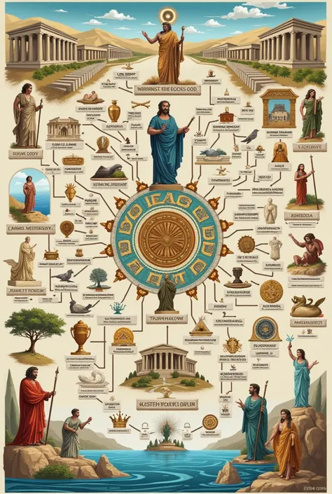 create a mind map about ancient greece religion 
