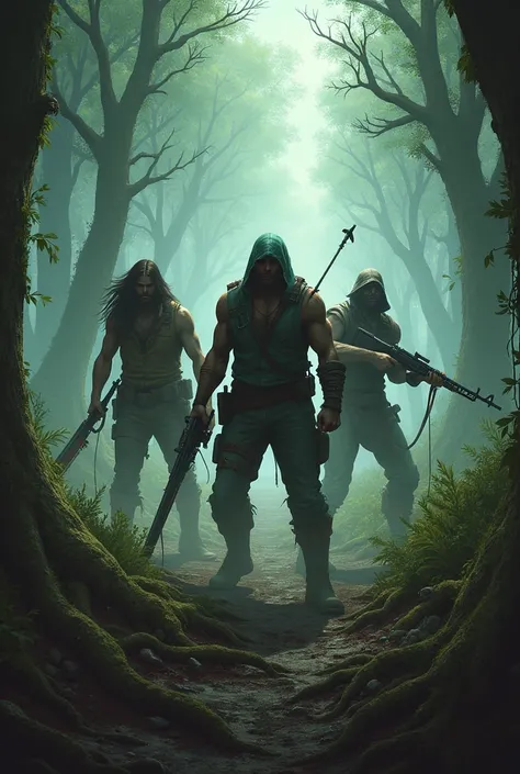 3 friends fighting zombies in the forest