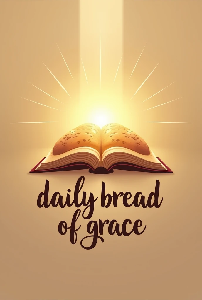 Design a simple yet meaningful logo featuring a loaf of bread, symbolizing the daily bread of spiritual nourishment, with a golden glow or halo effect around it to represent Gods grace. The bread can be subtly shaped to resemble an open Bible, merging the ...