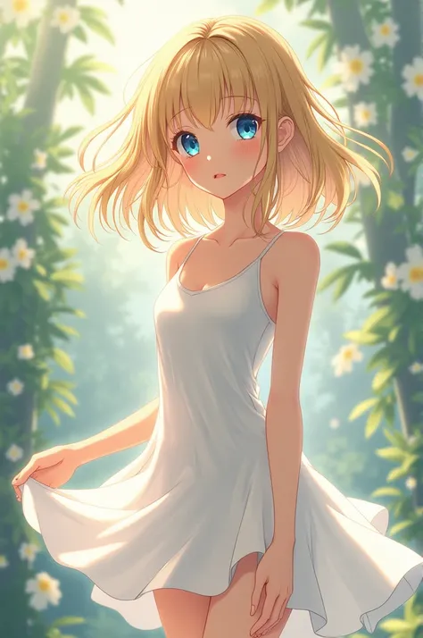 
Anime girl
Her soft face was framed by flowing, shoulder-length golden locks, her smooth skin complimented by bright, soft blue eyes. Her slender shoulders and neck transitioned into her slim and graceful arms, her small hands accented by delicate fingers...