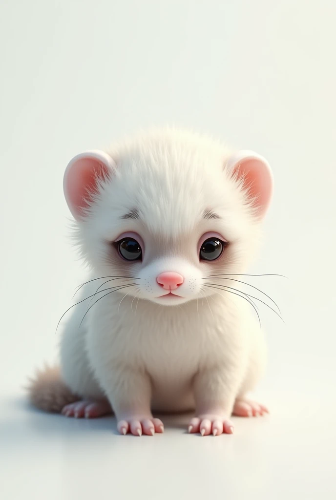 Soft ferret sad white background
