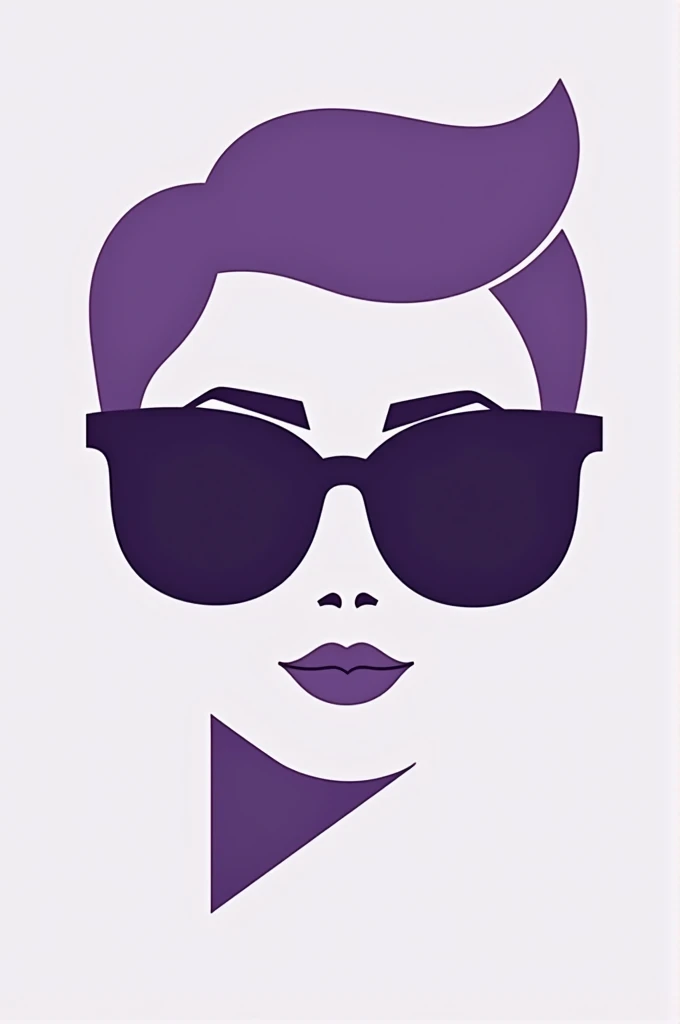 Minimalist logo called “PuntoFem” wearing purple glasses 