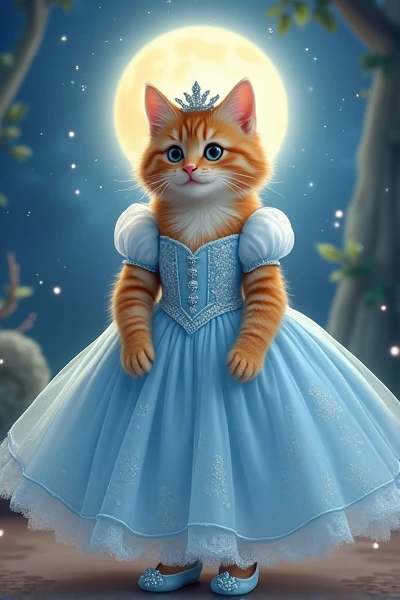 Cat dressed as Cinderella