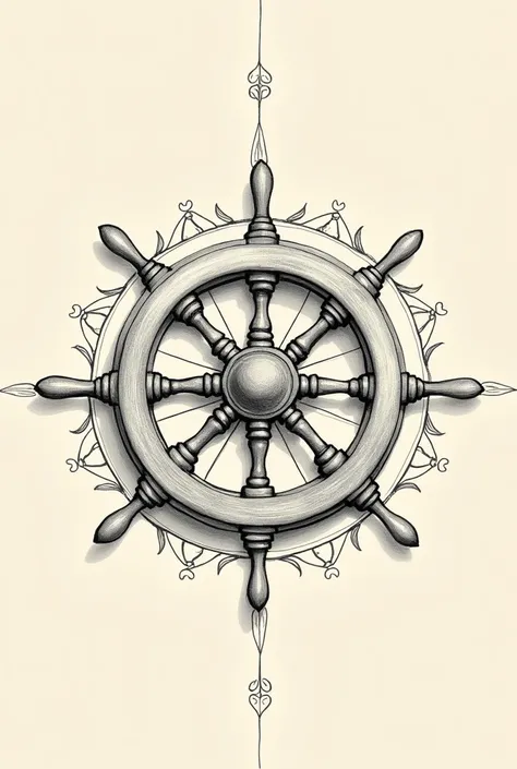 Helm overlaying a compass rose sketch 