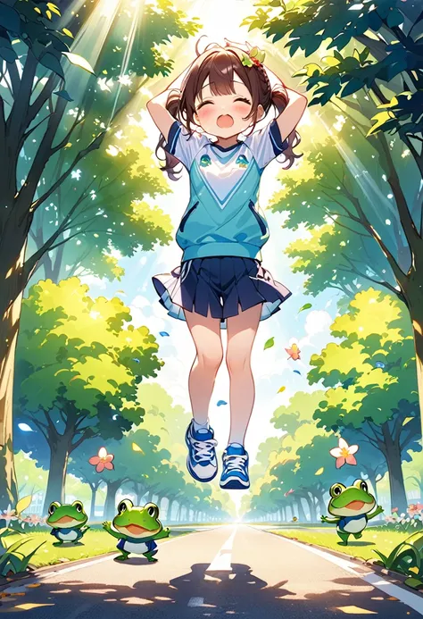 ((One Girl))、((Chibi Girl:1.5))、((Kindergarteners:1.5))、Best Quality、High resolution、Detailed Background、Beautiful face in every detail、Anatomically correct、Detailed facial expressions、fine grain、((full body, from front:1.3, looking away:1.5)), break　Cute ...